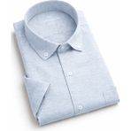 Varetta Erkek Mavi Kısa Kollu Gömlek Büyük Beden Yazlık Geniş Kesim Cepli - Buz Mavi - 4XL