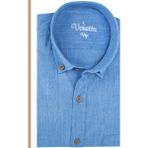 Varetta Erkek Mavi Uzun Kollu Keten Efektli Cepli Pamuklu Gömlek - Night Blue - XL