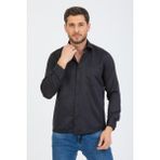 Varetta Erkek Siyah Klasik Kesim Desenli Cepli Uzun Kol Gömlek