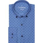 Varetta Erkek Slim Fit Mavi Desenli Koldan Katlamalı Erkek Gömlek