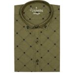 Varetta Erkek Slim Fit Yeşil Desenli Koldan Katlamalı Erkek Gömlek