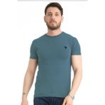 Varetta Erkek Soft Mavi Bisiklet Yaka Likralı Pamuklu Kısa Kollu T Shirt - Soft blue - 3XL