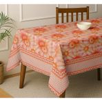 Vargottam Batik Desenli Masa Örtüsü - Pembe Pamuklu Gabardin Kumaş, 4 Kişilik Yemek Masası İçin 120x60 İnç Kare Masa Örtüsü, Dayanıklı, Makinede Yıkanabilir, Günlük Kullanım,Uyumlu Peçeteler Mevcuttur