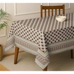 Vargottam Çiçek Desenli Masa Örtüsü - Kahverengi Pamuklu Gabardin Kumaş, 4 Kişilik Yemek Masası İçin 60x90 İnç Kare Masa Örtüsü, Dayanıklı, Makinede Yıkanabilir, Günlük Kullanım