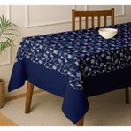 Vargottam Çiçek Desenli Masa Örtüsü - Mavi 90x70 inç Pamuklu Gabardin Yemek Masası Örtüsü, 4 Kişilik Masalar İçin Mükemmel, Dayanıklı, Yıkanabilir, Kırışmaya Dayanıklı, Özel Günler
