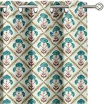 Vargottam Oda Karartma Perdeleri - Teal Çiçek Izgara Desenli, 2 Panel Seti, 42" x 63" - Grommet Üstlü Karartma Pencere/Kapı Perdeleri Yatak Odası, Çocuk Odası Ve Oturma Odası Için - Mavi
