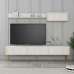 Variant Krem Altın Lyon Duvar Raflı Tv Ünitesi