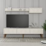 Variant Krem Ceviz Lyon Duvar Raflı Tv Ünitesi
