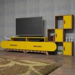 Variant Mobilya Flora Duvar Rafli Tv Unitesi - Ceviz / Sari