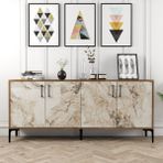 Variant Mobilya Kiev Konsol Ceviz Beyaz Mermer - 78 x 180 x 35 cm - Ceviz - Beyaz
