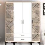 Variant Mobilya Kumsal 4 Kapılı PTP Ceviz Beyaz Gardrop