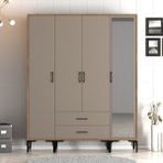 Variant Mobilya Kumsal 4 Kapılı (Str) Gardrop - Lidya / Atlas - Ceviz - Gri