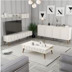 Variant Mobilya Lyon 3'lü Salon Takımı - Krem - Ceviz