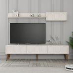 Variant Mobilya Lyon Duvar Raflı TV Ünitesi - Krem - Ceviz