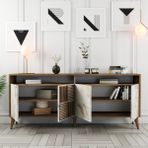 Variant Mobilya Milan Konsol - Ceviz / Beyaz Mermer - 78 x 180 x 35 cm - Gri