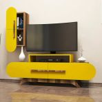 Variant Mobilya Rose Duvar Rafli Tv Unitesi - Ceviz / Sari
