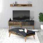 Variant Mobilya Valensiya 140CM Tv Ünitesi ve Orta Sehpa Takımı - Ceviz / Antrasit