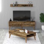 Variant Mobilya Valensiya 140CM Tv Ünitesi ve Orta Sehpa Takımı - Ceviz / Ceviz