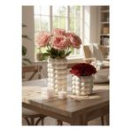 Varkal 2'Li Bubble Pinterest Konsept Vazo, 2'Li Bubble Beyaz Mum 4'Lü Dekoratif Set