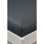 Varol %100 Pamuk Saten Stripe Battal Boy (King Size) Lastikli Çarşaf Takımı – 30 cm – 2 Yastık Kılıfı – 180X200 - Antrasit