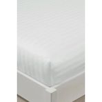 Varol %100 Pamuk Saten Stripe Battal Boy (King Size) Lastikli Çarşaf Takımı – 30 cm – 2 Yastık Kılıfı – 180X200 - Ekru