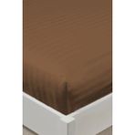 Varol %100 Pamuk Saten Stripe Battal Boy (King Size) Lastikli Çarşaf Takımı – 30 cm – 2 Yastık Kılıfı – 180X200 - Kahverengi