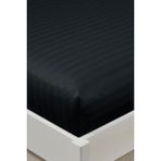 Varol %100 Pamuk Saten Stripe Tek Kişilik Lastikli Çarşaf Takımı – 30 cm – 1 Yastık Kılıfı - Siyah