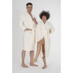 Varol Bukle Gramajlı Bambu Unisex Bornoz - Krem - S - M
