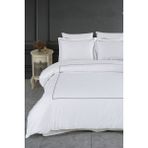 Varol Marmaris Serisi Kızılbük – Çift Kişilik 300 Tc Nakışlı Pamuk Saten Nevresim Takımı - Beyaz - 200 x 220 cm
