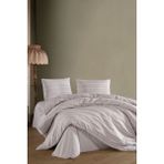 Varol Stripe Saten (KİNG SİZE) Nevresim Takım - Bej - 220 x 240 cm