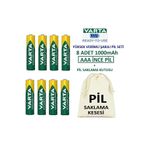 Varta 1000mah Ni-mh Ready To Use Aaa Şarjlı Ince Kalem Pil 8 ADET+Pil Saklama Kesesi