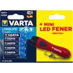Varta 4 Aa + 4 Aaa Alkalin Pil + Mini LED Fener