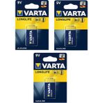 Varta Longlife Alkaline Pil 9 V 3'lü