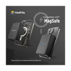 Varta Power Bank 10.000MAH, Powerbank Magnetico, Mag Pro Power On Demand, Caricabatterie Portatile Con USB C, Compatibile Con Magsafe E Qi Standard (Per Compatibilità Con E), Grigio