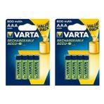 Varta Şarjlı Kalem Pil 8 Adet AAA 800 mAH (Yeşil)