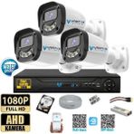 Vartek Bilişim 3 Kameralı Full HD Güvenlik Kamera Seti 320GB HDD 5MP Gece (Renkli) Görüşlü - Sabit IP Gerektirmez - 320 GB HDD