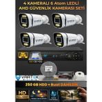 Vartek Bilişim 4 Kameralı 6 Atom LED Gece Renkli Görüşlü Güvenlik Kamerası Seti + 250 GB HDD