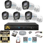 Vartek Bilişim 5 Kameralı Full HD Güvenlik Kamera Seti 500GB HDD 5MP Gece (Renkli) Görüşlü - Sabit IP Gerektirmez - 500 GB HDD