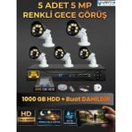 Vartek Bilişim 5 Kameralı Set 1000 GB HDD Full Hd Gece Görüşlü Güvenlik Kamerası Sistemi-Sabit Ip Gerektirmez-