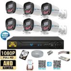 Vartek Bilişim 6 Kameralı Full HD Güvenlik Kamera Seti 500 GB HDD 5MP Gece Görüşlü (Siyah-Beyaz) Sabit İp Gerekmez