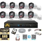 Vartek Bilişim 8 Kameralı Full HD Güvenlik Kamera Seti 320 GB HDD 5MP Gece Görüşlü (Siyah-Beyaz) Sabit İp Gerekmez
