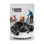Varyant Store Şifreli Bisiklet Kilidi 16 mm Kalınlık 200 cm Scooter Motosiklet Kilidi - Çelik Kablo 722481 - Çok Renkli