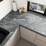VaryPaper Siyah Gri Mermer Efektli Kendinden Yapışkanlı Vinil Duvar Kağıdı 40 cm x 200 cm Mat Mermer Mutfak Tezgahı için Temas Kağıdı Siyah Mermer Vinil Wrap Dolaplar için Tezgah Yapışkanlı Masa