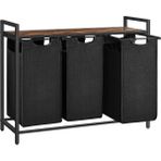 Vasagle Çamaşır Sepeti, 3 Bölmeli Çamaşır Sepeti, Çıkarılabilir Çamaşır Torbaları, Çamaşır Sıralayıcı, Raf, Metal Çerçeve, 3 x 38L, 92,5 x 33 x 72 Cm, Rustik Kahverengi ve Siyah