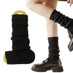 VASANA 1 çift 35 cm uzunluğunda kadın bacak manşeti, örgü, uzun çizme manşeti, topper, çorap, diz boyu, bacak manşeti, dans, yoga, bale, spor, egzersiz için örtü (beyaz), Siyah, 35