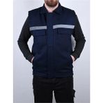 Vatan Tekstil Erkek Reflektörlü Kalın Gabardin Kumaş Kışlık Iş ve Çalışma Yeleği - Lacivert - XL