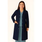 Vatan Tekstil Kadın Klasik Yaka Alpaka Kumaş Slim Fit Önlük, Doktor, Öğretmen, Hemşire, Stajyer, Çalışma Önlüğü - Lacivert - 38