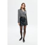 Vatka Detaylı Crop Blazer Ceket Gri Beden: L - Ahçı - Standart