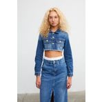 VATKALI Kuşgözlü crop denim ceket