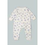 Vauva Bebek Çocuk Tulum Uzun Kollu Baskılı Fermuarlı Kız Erkek Pijama Tulum - Mavi - 18 - 24 Ay